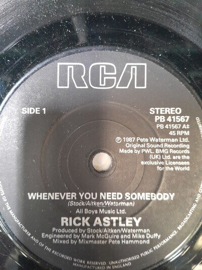 Rick Astley - Whenever you need somebody/Just good friends on RCA label.