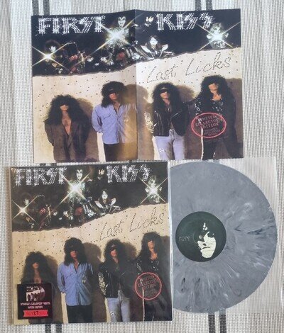 Kiss- First Kiss Last Licks LP Grey Marbled Vinyl 2025 numbered 127/ 500 Poster