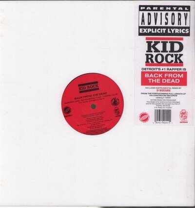 Kid Rock Back From the Dead 12" vinyl USA Continuum 1992 12" in title-stickered