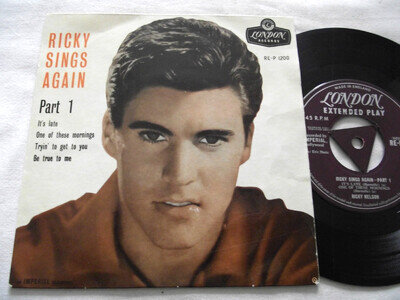 RICKY NELSON ~ RICKY SINGS AGAIN Part 1 ** 1959 UK Tri LONDON 7" EP