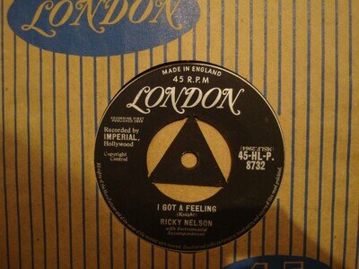 RICKY NELSON, I GOT A FEELING, LONDON RECORDS 1958 EX