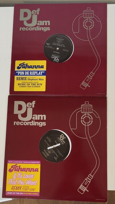 Rihanna X2 12" Vinyl Pon De Replay Remix, If Its Lovin You Want Remix Ex Cond