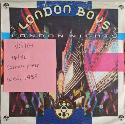 London Boys London Nights Vinyl Record VG/G+ YZ 393T 1989