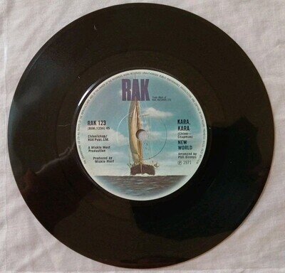 New World-Kara Kara/Lord Of The Dance 1971 Vinyl 7" Single.Rak Records RAK 123.