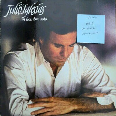 Julio Iglesias Un Hombre Solo Vinyl Record VG/G+ CBS450908-1 1987 1st Press