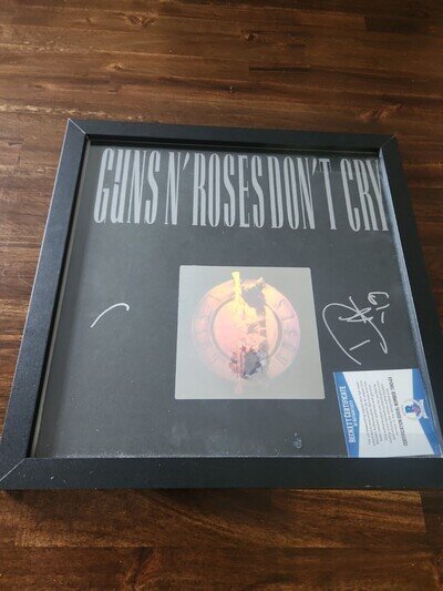 DUFF McKAGAN Signed Guns N' Roses DON'T CRY 12" Vinyl Hologram BECKETT COA Frame