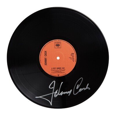 Johnny Cash With Printed Signed Autograph Vinyl Record Art