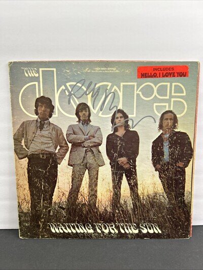 SIGNED BY ROBBY KRIEGER THE DOORS WAITING FOR THE SUN 1968 ELEKTRA LP EKS74024