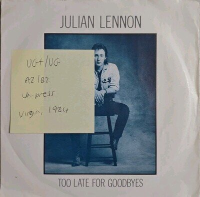 Julian Lennon Too Late For Goodbyes Vinyl Record VG+/VG JL 1 1984