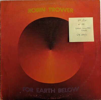 Robin Trower For Earth Below Vinyl Record VG/G+ CHR1973 1979 1st Press