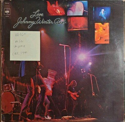 Johnny Winter Live And Vinyl Record VG/G+ CBS64289 1971