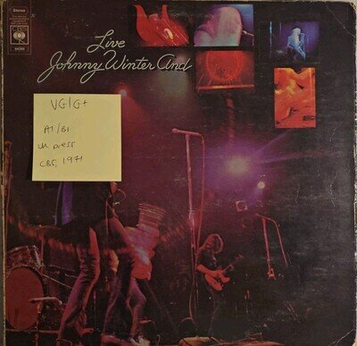 Johnny Winter Live And Vinyl Record VG/G+ CBS64289 1971