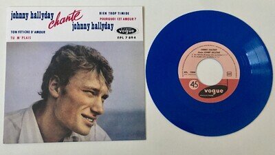 Johnny Halliday - Chante Johnny Hallyday - EP - Blue Vinyl (7") NM
