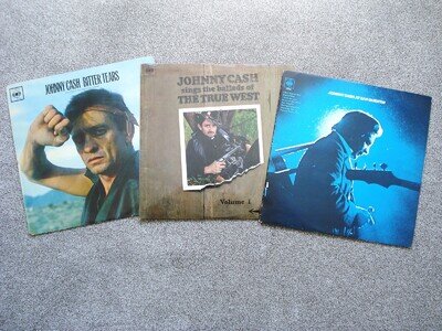 Johnny Cash 3 x LP Job Lot Bitter Tears + Ballads Of The True West + San Quentin