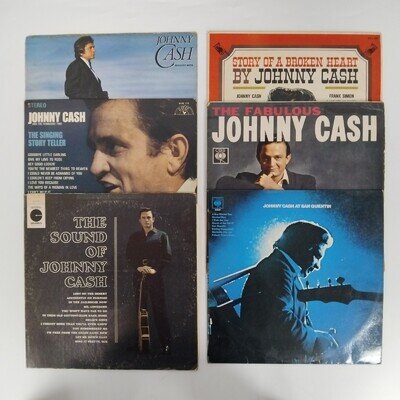 6 x Johnny Cash 12" Vinyl Record LP Albums - Broken Hearted, Story Teller, + 4