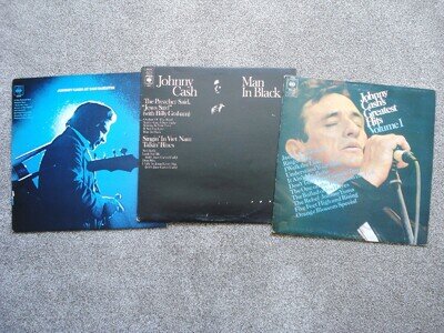 Johnny Cash 3 x LP Job Lot At San Quentin + Greatest Hits + Man In Black