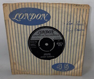 Johnny Burnette – Dreamin' - 1960 Vinyl 7" Single - London 45-HL-G 9172