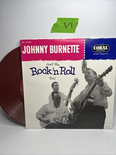 JOHNNY BURNETTE: JOHNNY BURNETTE & THE ROCK 'N' ROLL TRIO - LP vinyl 10” RED Ex