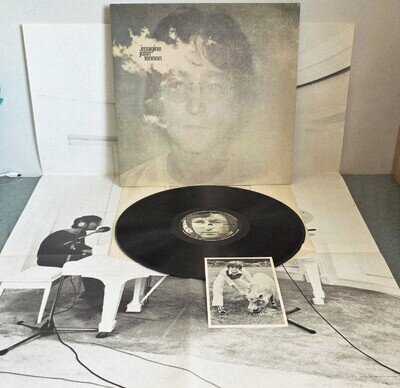 JOHN LENNON ~ Imagine UK REISSUE APPLE PAS 10004 Vinyl LP + Poster & Postcard EX