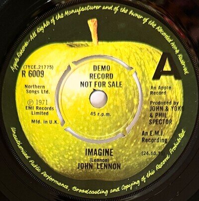 JOHN LENNON - Imagine- Very Rare Original UK 7” Promo In Pic. Sleeve (Beatles)