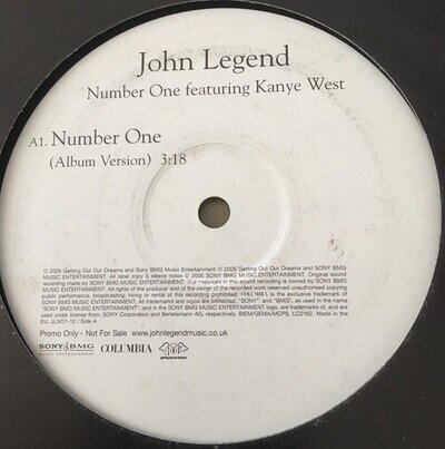John Legend - Number One - USA Promo 12" Vinyl - 2005 - Columbia