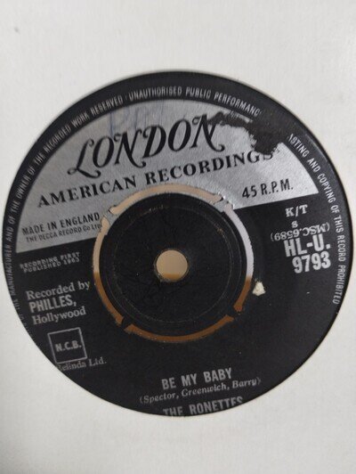 The Ronettes - Be My Baby / Tedesco And Pitman 7" Vinyl Tested VG *Video* 1963