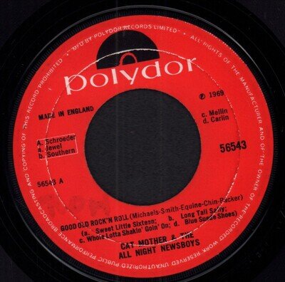 Cat Mother and All Night Newsboys Good Old Rock 'n Roll 7" vinyl UK Polydor 1969
