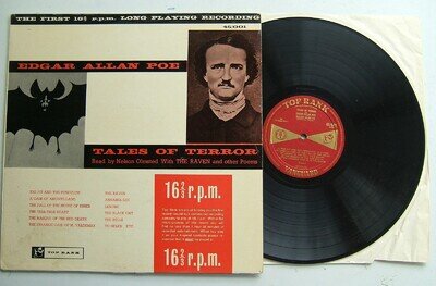 VINTAGE 1959 LP EDGAR ALLAN POE TALES OF TERROR read yo Nelson Olmsted Top Rank