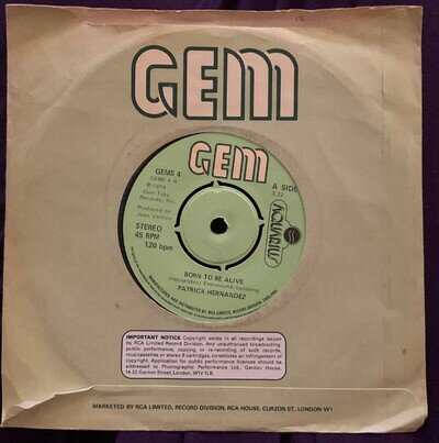 Patrick Hernandez - Born to be Alive 7'' vinyl record , 1979 GEM