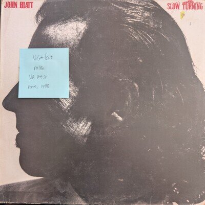 John Hiatt Slow Turning Vinyl Record VG+/G+ AMA5206 1988