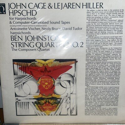 JOHN CAGE LEJAREN HILLER HPSCHD LP with rare KNOBS computer program insert VG-