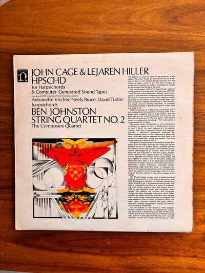 JOHN CAGE LEJAREN HILLER HPSCHD LP with rare KNOBS computer program insert VG-