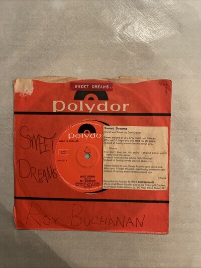 Roy Buchanan:Sweet dreams/John's Blues:UK Polydor:1972 (2066-307) Lyrics VG
