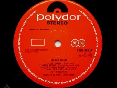 Roy Buchanan Second Album LP Polydor 2391062 1973 RECORD ONLY - sleeve is mis...