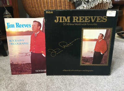 JIM REEVES-50 ALL TIME WORLDWIDE FAVOURITES-BOX SET-4x LP RECORDS+BIOGRAPHY-1971