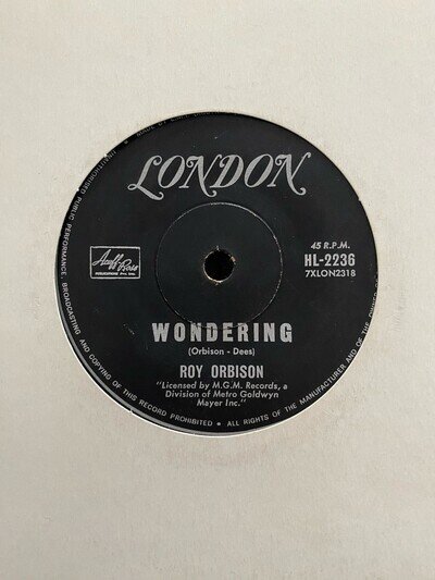 Roy Orbison . Wondering / Ride Away . London Australia
