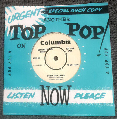 Jimmie Rodgers Woman From Liberia (Columbia DB 4206) SUPER RARE DEMO PLAYED