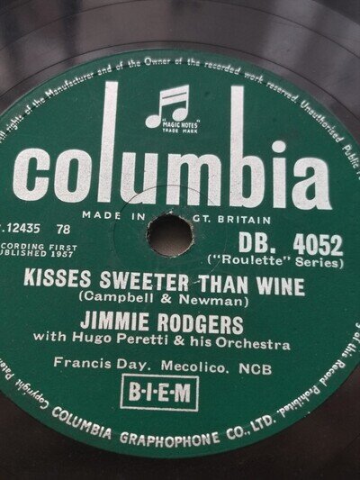 Jimmie Rodgers - Kisses Sweeter Than Wine / Better Loved You'll Never Be - 78rpm