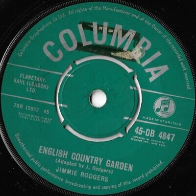 Jimmie Rodgers English Country Garden 7" Single (1961) Columbia 45-DB 4847