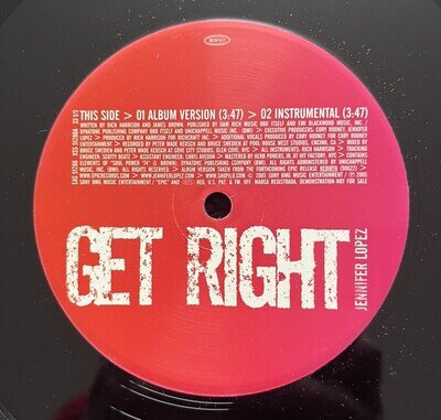 Jennifer Lopez - Get Right - Promo 12" Vinyl - 2005