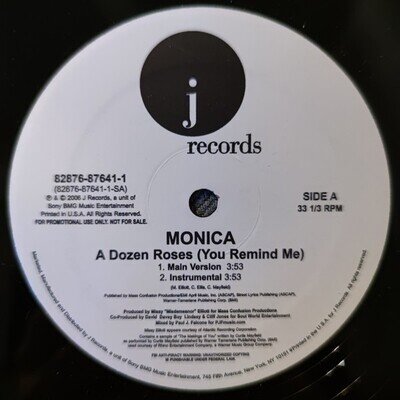 Monica – A Dozen Roses (You Remind Me) - 12" Vinyl PROMO 2006 82876876411 - ABXE