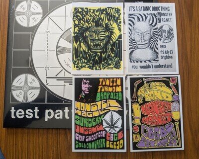 MONSTER MAGNET-TEST PATTERNS: VOL. 1 BLACK VINYL + LTD 4 POSTCARD SET OF FLYERS