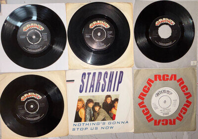 JOB LOT 6 X JEFFERSON STARSHIP 7" RECORDS (SEE TITLES BELOW) 1975-87