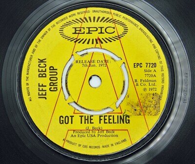 JEFF BECK GROUP Promo A-Label 'Got the Feeling' 1972 UK 1st press. Vinyl Ex.