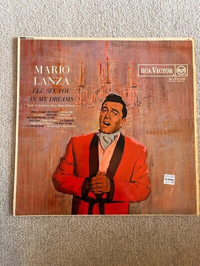 Mario Lanza I'll See You In My Dreams LP Vinyl RCA Victor RB-6591 Mono Vocal