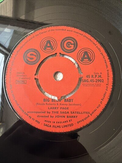 Larry Page Accompanied By The Saga Satellites – Big Blon' Baby 7” Single