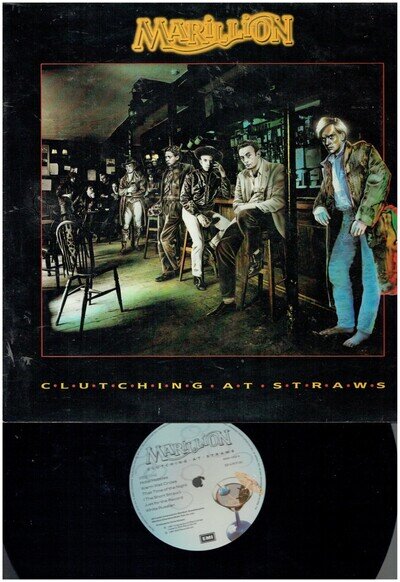 MARILLION CLUTCHING AT STRAWS 1987 VINYL ALBUM EMBOSSED SLEEVE