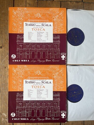 PUCCINI 2LP SET TOSCA MARIA CALLAS TEATRO ALLA SCALA UK ORIG ‘53 33CX 1094/5 EX+