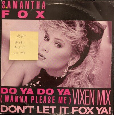 Samantha Fox Do Ya Do Ya Wanna Please Me Vinyl Record VG/G+ FOXYR2 1986