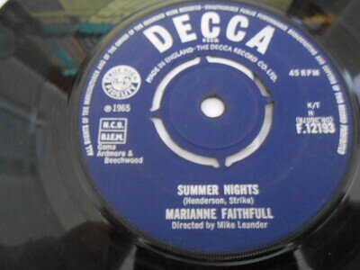 Marianne Faithfull - "Summer Nights / The Sha La La Song" - DECCA 7" Single